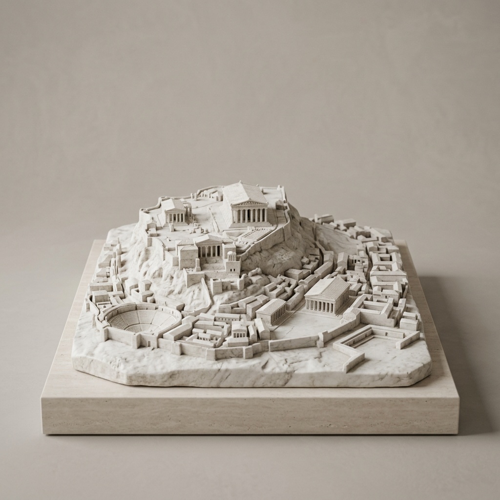 Maquette de cité antique en marbre